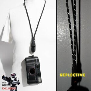 NIGHT VISION STRAP Black & Reflective Camera Strap Lanyard w/ Peak Design Anchor